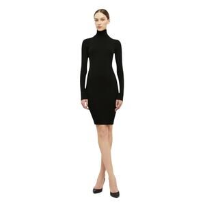 NAP Loungewear Wool Cashmere Ribbed Turtleneck Tunic Dress - Black - XL